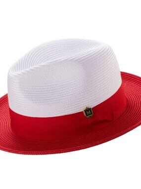 Montique Mens Fedora Hat H-47 Red Wide Brim NWT